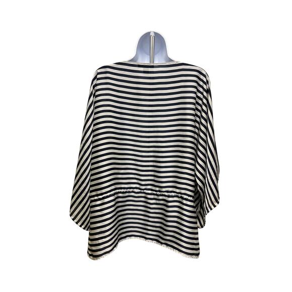 CHAPS Women's Nautical Striped Drawstring Blouse - Size M - Picture 4 of 5